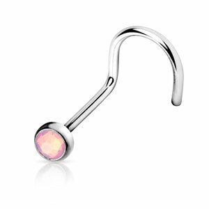 Nosovka z chirurgickej ocele Opal style Délka / Průměr: 6 mm, Farba: ružová, Veľkosť: 0,8 mm