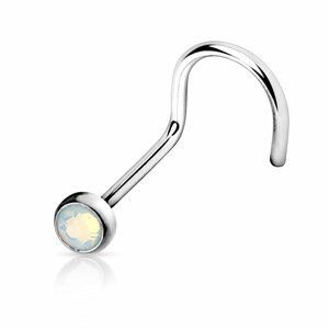 Nosovka z chirurgickej ocele Opal style Délka / Průměr: 6 mm, Farba: biela, Veľkosť: 0,8 mm