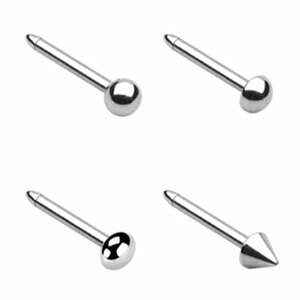 Oceľový piercing do nosa rovný - rôzne druhy Typ: gulička, Veľkosť piercingu: 1 mm x 6 mm