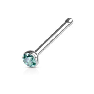 Nosovka z chirurgickej ocele rovná so zirkónom Jill Délka / Průměr: 6 mm, Farba: Aqua, Veľkosť: 0,8 mm