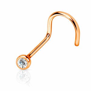 Piercing - oceľová nosovka farebná s čírym kamienkom Farba: Rosegold, Veľkosť piercingu: 0,8 mm x 2 mm