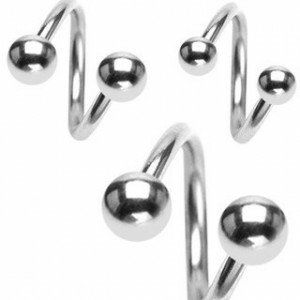 Oceľová špirála s guličkami Veľkosť piercingu: 0,8 mm x 10 mm x 3 mm