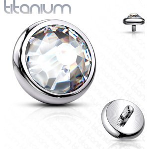 Titánová koncovka pre mikrodermal piercing a šperky s vnútorným závitom Farba: číra, Velikost koncovky: 5 mm, Veľkosť: 1,6 mm
