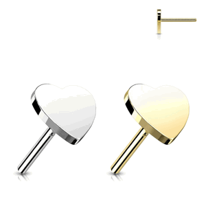 Bezzávitové koncovka srdce zo 14kt zlata AU 585/1000 Farba: biele zlato