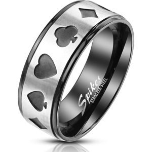 Oceľový prsteň s kartovými poker motívmi Veľkosť prstenu: 64