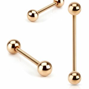 Rosegold činka s guličkami Veľkosť piercingu: 1,2 mm x 10 mm x 3 mm