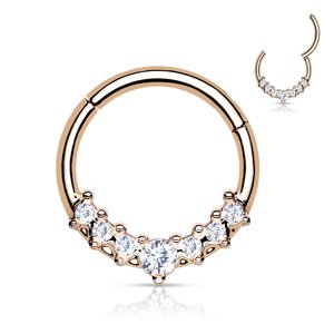 Oceľový septum s otváraním a drobnými kryštálmi Ondeo Délka / Průměr: 8 mm, Farba: Rosegold, Veľkosť: 1,2 mm