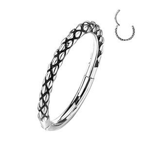 Oceľový krúžok s otváraním Snake skin one Délka / Průměr: 8 mm, Farba: strieborná, Veľkosť: 1,2 mm