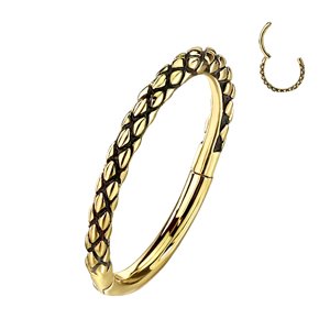 Oceľový krúžok s otváraním Snake skin one Délka / Průměr: 10 mm, Farba: zlatá, Veľkosť: 1,2 mm