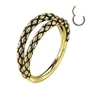 Oceľový krúžok s otváraním Snake skin Délka / Průměr: 8 mm, Farba: zlatá