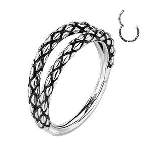 Oceľový krúžok s otváraním Snake skin Délka / Průměr: 8 mm, Farba: strieborná