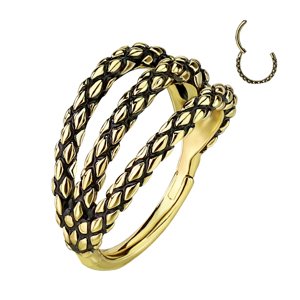 Oceľový krúžok s otváraním Snake skin triple Délka / Průměr: 8 mm, Farba: zlatá, Veľkosť: 1,2 mm