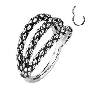 Oceľový krúžok s otváraním Snake skin triple Délka / Průměr: 8 mm, Farba: strieborná, Veľkosť: 1,2 mm