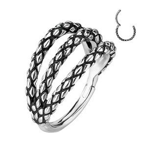 Oceľový krúžok s otváraním Snake skin triple Délka / Průměr: 10 mm, Farba: strieborná, Veľkosť: 1,2 mm