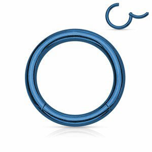 Farebný oceľový segment s otváraním Farba: modrá, Veľkosť piercingu: 1,6 mm x 12 mm