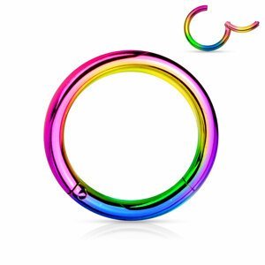 Farebný oceľový segment s otváraním Farba: Aurora borealis / dúhová, Veľkosť piercingu: 1,2 mm x 8 mm