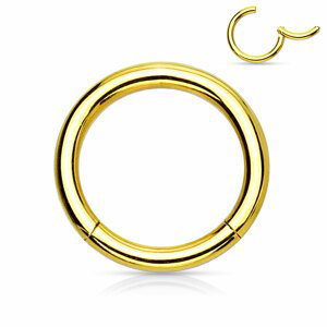 Zlatý oceľový segment s otváraním Veľkosť piercingu: 1,6 mm x 12 mm