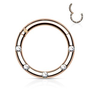 Farebný oceľový segment s otváraním s maličkými kryštálmi Délka / Průměr: 10 mm, Farba: Rosegold / číra