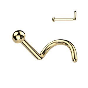 Titánový piercing do nosa špirála pologulička Maxx Délka / Průměr: 6 mm, Farba: zlatá, Veľkosť: 1 mm