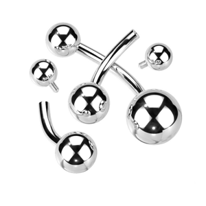 Titánový piercing do pupku s vnútorným závitom Veľkosť piercingu: 1,6 mm x 11 mm x 5 mm x 8 mm