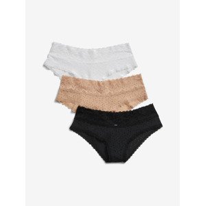 GAP Lace Cheeky Nohavičky 3 ks Čierna Biela Béžová