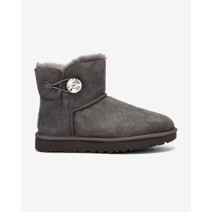 UGG Mini Bailey Button Bling Snehule Šedá