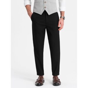 Trendy čierne chinos nohavice s elastickým pásom V4 PACP-0157