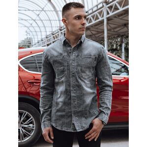 Atraktívna džínsová košeľa v šedej farbe