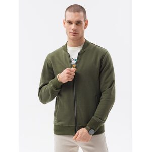 Elegantná khaki mikina na zips B1077