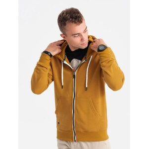 Trendy horčicová mikina na zips V4 OM-SSBZ-0118