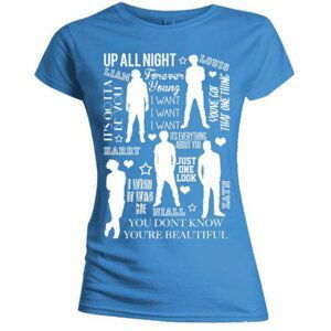 One Direction tričko Silhouette Lyrics White on Blue Modrá XL