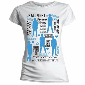 One Direction tričko Silhouette Lyrics Blue on White Biela XL