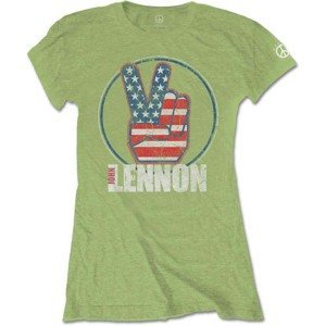 John Lennon tričko Peace Fingers US Flag Zelená S