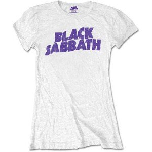 Black Sabbath tričko Wavy Logo Vintage Biela M