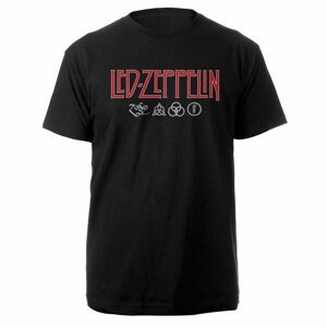 Led Zeppelin tričko Logo & Symbols Čierna XL