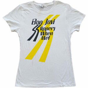 Bon Jovi tričko Slippery When Wet Biela M