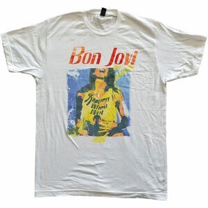Bon Jovi tričko Slippery When Wet Original Cover Biela L