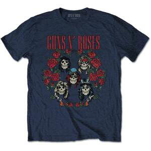 Guns N’ Roses tričko Skulls Wreath Modrá XL