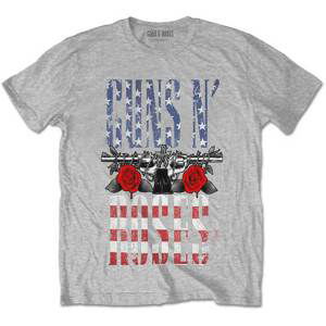 Guns N’ Roses tričko US Flag in Logo Šedá S