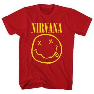 Nirvana tričko Yellow Smiley Červená S