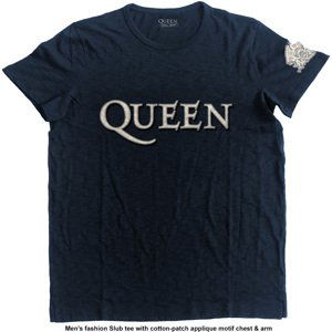 Queen tričko Logo & Crest Modrá XXL