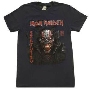 Iron Maiden tričko Senjutsu Back Cover Vertical Logo Modrá M