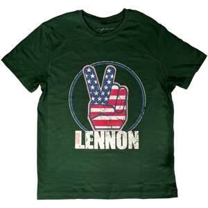 John Lennon tričko Peace Fingers US Flag Zelená M