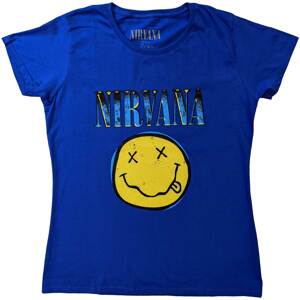 Nirvana tričko Xerox Smiley Modrá L