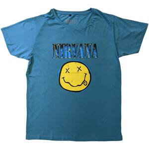 Nirvana tričko Xerox Smiley Modrá S