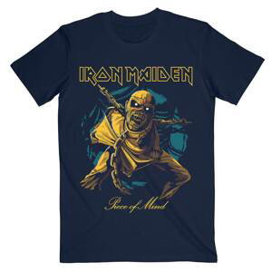 Iron Maiden tričko Piece of Mind Gold Eddie Modrá M