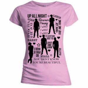 One Direction tričko Silhouette Lyrics Black on Pink Ružová XL