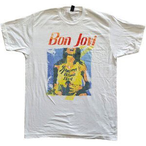 Bon Jovi tričko Slippery When Wet Original Cover Biela XXL