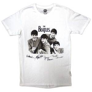 The Beatles tričko Mop Tops & Signatures Biela S