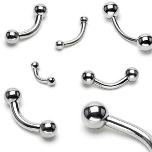 Piercing do obočia s dvoma guličkami basic, rôzne veľkosti - Rozmer: 1,6 mm x 12 mm x 6 mm